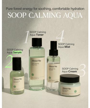 About Me SOOP Calming Aqua Serum - 53.4% Jeju Cypress Water Gel Serum with Bursting Capsules Hydrating Face Serum for Sensitive Skin Centella Cica & Tea Tree Vegan Non-Sticky 1.69 oz (50ml) - Buy Online on GoSupps.com