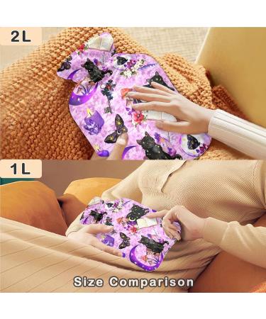Naanle Halloween Black Cat Hot Water Bottle - 2L Heat & Cold Therapy | Large Warm Water Bottle with Transparent Bag for Bed & Pain Relief - Buy Online on GoSupps.com