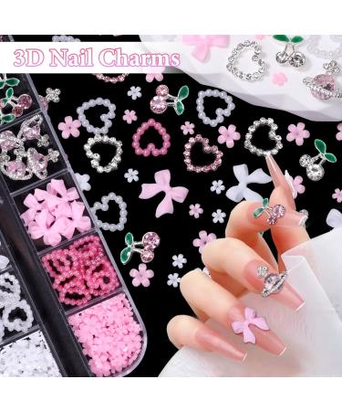 Buy Silver Nail Charms & Gems - Cute Bowknot Blossom Flowers & Alloy Rhinestones for Nail Art - DIY Craft Accessories - Buy Online on GoSupps.com