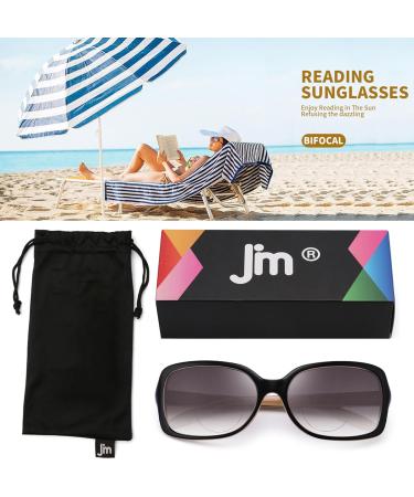JM Classic Bifocal Reading Glasses - Stylish Square Gradient Sunglasses for Women | Black 1.5x - Buy Online on GoSupps.com