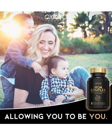 Vegan Iron Tablets High Strength | 120 Daily Gentle Iron Tablets 14mg | Iron Supplements for Women & Men | 1 a day Ferrous Fumarate Vitamins C B12 & Folic Acid Iron Supplement Capsules | Made in UK - Buy Online on GoSupps.com