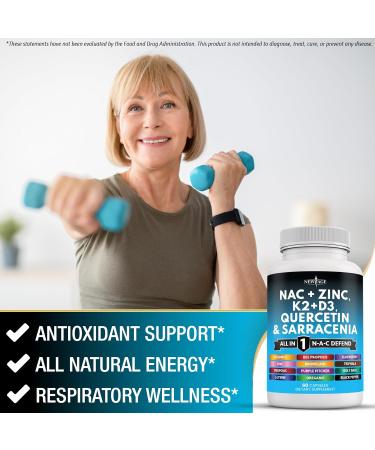NEW AGE NAC Supplement N-Acetyl Cysteine- with Vitamin D3 K2 Zinc Quercetin Triphala Sarracenia Purpurea Elderberry Holy Basil Bee Propolis Bromelain L-Lysine - 120 Count 60 Count (Pack of 2) - Buy Online on GoSupps.com