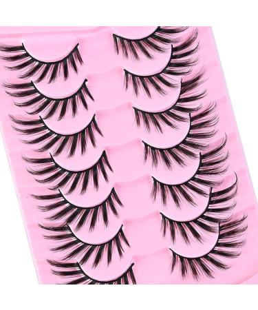7 Pairs 17MM Fox Eye Lashes False Eyelashes Wispy Fluffy Fox Eyelashes Cat Eye Lashes Strip Lashes Lightweight Eyelashes Volume Fake Lashes Eyelash Extensions Natural Looking False Lashes Black AD05-7Pairs-17MM-Fox