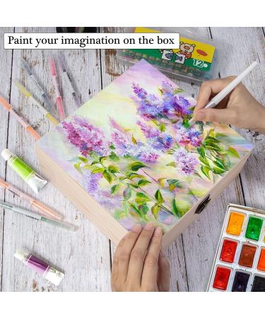 Unfinished Wooden Storage Box 9.1''x9.1''x3.9''- Rustic Keepsake Box for Jewelry and DIY - Perfect for Art, Hobbies, and Valentine's Day Decor - Buy Online on GoSupps.com