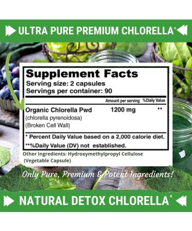 Fresh Healthcare Premium Chlorella Supplement - 1200mg Vegan Capsules for Natural Detox & Nutrition - 180 Pills with Chlorophyll, B Vitamins & Minerals - Buy Online on GoSupps.com