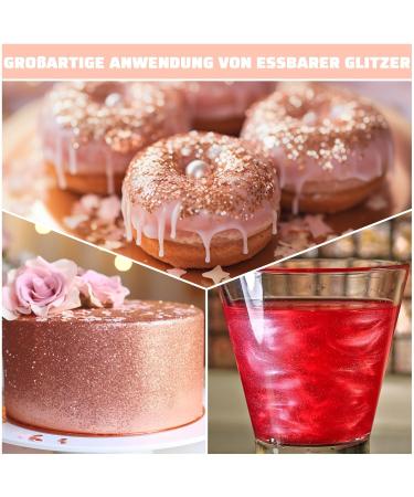 Fidton Edible Glitter for Drinks - 2 Colors Food Color Powder Set | Pink Gold & Red | Perfect for Cakes Fondant Donuts & Cocktails - 5G - Buy Online on GoSupps.com
