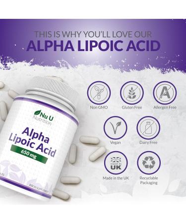 Alpha Lipoic Acid 650mg - 150 High Strength Vegan ALA Capsules | 5 Month Supply | UK Manufactured to GMP Standards - Buy Online on GoSupps.com