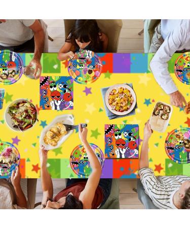 107 PCS Birthday Tableware Set Rainbow Friends Theme Cartoon Plates and Napkins for Party Colorful Balloons Birthday Party Disposable Tableware Set for 24 Guests - Buy Online on GoSupps.com