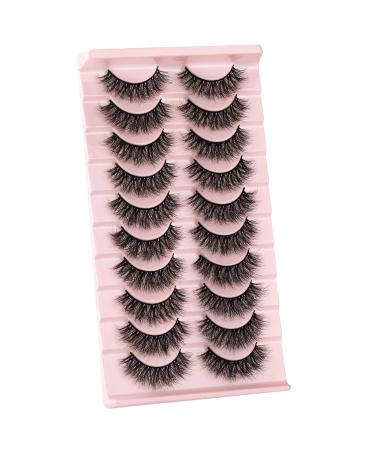 WiwoSEO 10 Pairs Faux Mink Eyelashes - Natural Wispy 3D Effect Fluffy & Curly 16MM - Buy Online on GoSupps.com