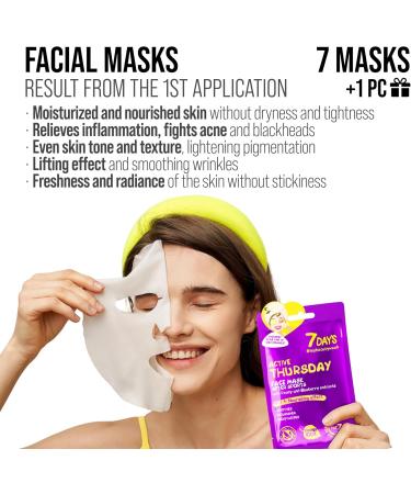 7Days Face Masks Skincare Gift Set - Calendar Face Mask Beauty Gift Set for Women - Sheet Masks Set Moisturising Brightening Nourishing Hydrating Soothing Refreshing 8pc - Buy Online on GoSupps.com