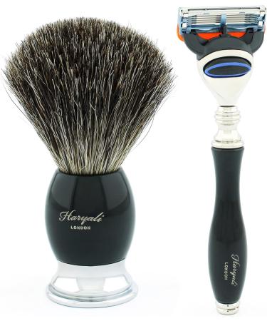 5 Pc Men's Shaving Kit - Edge Razor Badger Hair Brush Stand Soap & Bowl | Perfect Grooming Set for Men - Buy Online on GoSupps.com