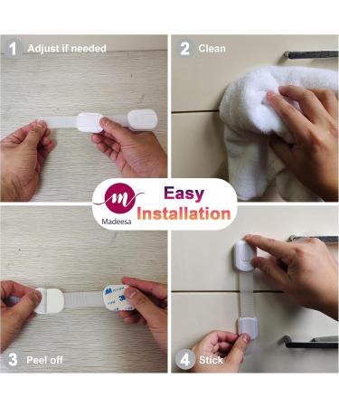 Child Safety Strap Locks - 10 Pack - Childproof Cabinet Locks & Straps - Adhesive Baby Proofing Cabinet Lock Door Lock for Kids Safety (White) - Buy Online on GoSupps.com