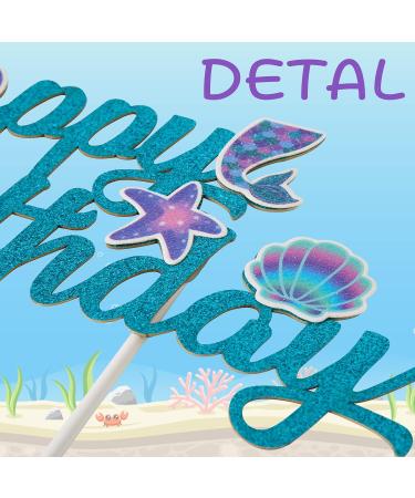 Mermaid Party Cake Decoration Mermaid Happy Birthday Cake Topper Cupcake Toppers and Wrappers for Mermaid Under The Sea Theme Birthday Baby Shower Supplies - Buy Online on GoSupps.com
