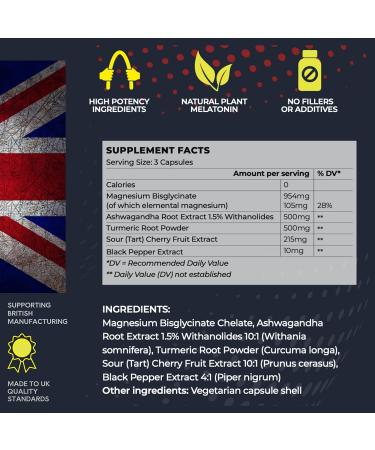 Ashwa Ultra Night - High Strength Ashwagandha with Magnesium, Melatonin & Turmeric - 120 Vegan Capsules - UK Made - Muscle Recovery & Sleep Aid - Buy Online on GoSupps.com