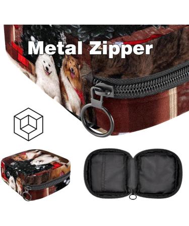 Christmas Puppy Dog Napkin Storage Bag | Portable Zippered Pouch for Teen Girls & Women - Buy Online on GoSupps.com