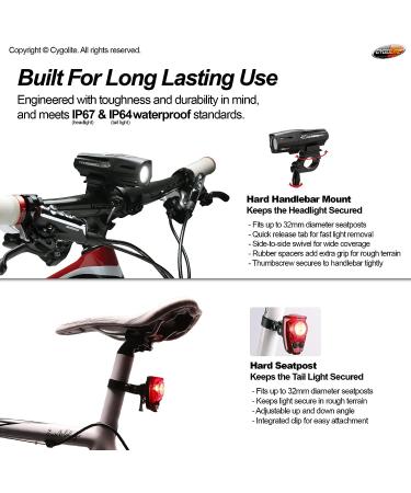 Cygolite Metro Plus 800 & Hotshot Pro 150 USB Rechargeable Bicycle Light Combo Set - Black/Red - Buy Online on GoSupps.com