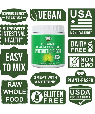 Organic Acacia Senegal Prebiotic Fiber Powder. USDA Organic Plant Based Vegan Prebiotics Supplement for Gut Health. with Digestive Enzymes for Digestion  Roughage Without Bloating  Gas - Buy Online on GoSupps.com
