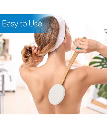 RMS 17.5 Long Lotion Applicator with 4 Pads - Easy Reach Body Wash Shower Brush for Men & Women - Travel Bag Included - Buy Online on GoSupps.com