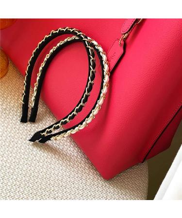 Buy Metal Chain Leather Hairband for Women & Girls - Non-Slip Elastic Headband in Black/White & Gold - Stylish & Comfortable - Buy Online on GoSupps.com