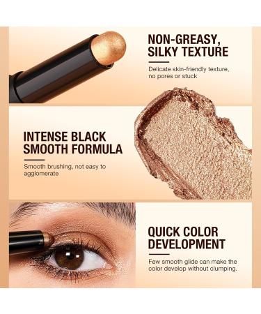  HMME 8-color eyeshadow pencil set glitter eyeshadow pencil eyeliner highlighter pearly shadow stick eyeliner long-lasting and waterproof - Buy Online on GoSupps.com