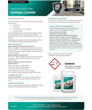 ECOPROTEC Porcelain Paving & Stone Cleaner - Gentle Ph-Neutral Floor Wash (1 Litre) - Buy Online on GoSupps.com