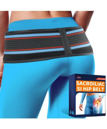 FEATOL Sacroiliac Belt for Sciatica Pain Relief - Immeidate Relief from Sciatic Pelvic Trochanter Hip Lower Back Leg and Sacral Nerve Pain - SI Belt for Women and Men - Large Large Blue