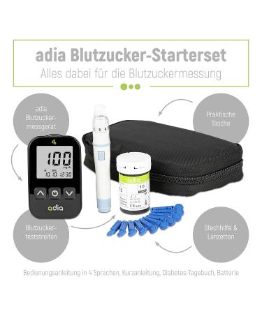 Adia Diabetes Set 2022: 60 Blood Sugar Test Strips 10 Lancets & Culinary Aid - mmol/l Measurement - Buy Online on GoSupps.com