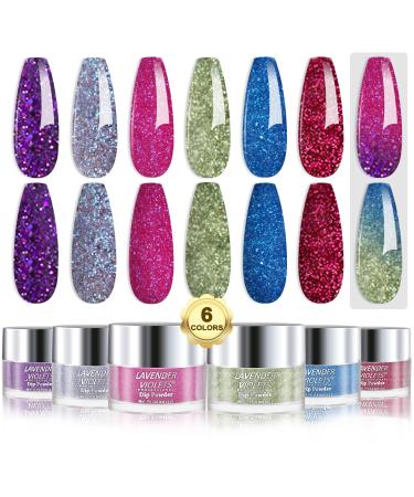 Lavender Violets 14g x 6 Colors Dip Powder White Nude Pink French Nail Art Manicure Large Capacity Dipping Powder Nail Powder Salon Choice J225 - Buy Online on GoSupps.com