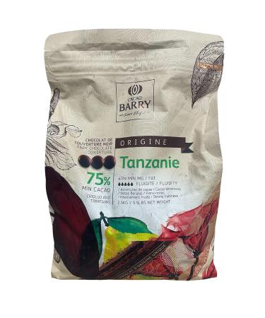 Cacao Barry - Tanzania 75% Origin Rare Dark Chocolate Cover Pistols 2.5kg