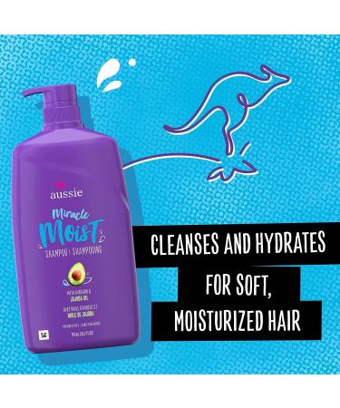Aussie Miracle Moist Shampoo & 3 Minute Miracle Deep Conditioner Bundle | Avocado & Jojoba Oil | Paraben Free | White Citrus | 3 Piece Set - Buy Online on GoSupps.com