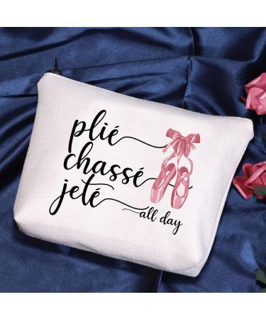 Ballerina Gift Cosmetic Bag for Ballet Teachers | Plie Chase Jet All Day Zipper Bag | Perfect Dance Lover Gift in White - Buy Online on GoSupps.com
