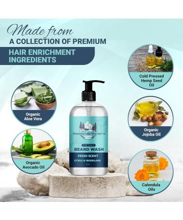 Organic Premium Daily Beard Wash - 8 oz | Fresh Citrus & Woodland Scent | Co - Buy Online on GoSupps.com