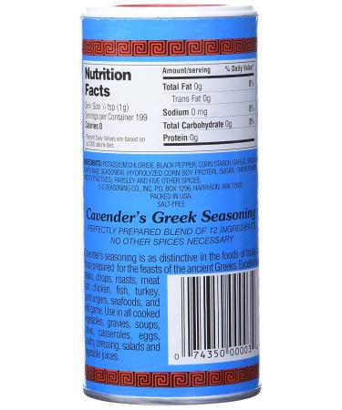 Cavender's Greek Seasoning Salt-Free 7oz - Authentic Blend (1 Pack) - Buy Online on GoSupps.com