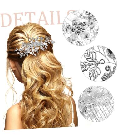 Mikinona Rhinestone Tuck Comb Flower Side Comb Side Combs Bridal Hair Comb Weeding Bride Hair Accessories Wedding Accessories Hair Comb for Women Rhinestone Leaf Hairpin Hair Jewelry Metal - Buy Online on GoSupps.com