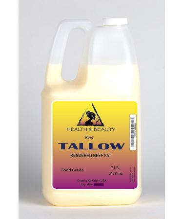 Tallow Organic Foods Grass-Fed Rendered Beef Fat Traditional Cooking Oil All Natural 100% Pure 7 LB 1 gal 3178 ml - Buy Online on GoSupps.com