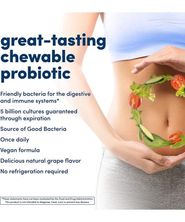 American Health Once Daily Grape Probiotic - 5 Billion CFU, 60 Chewable Tablets - Buy Online on GoSupps.com