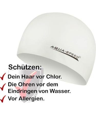 Aqua Speed Super-Stretch Bath Cap for Men & Women | Silicone Swimming Cap with E-Book | Ultimate Bathing Support | Mega Mega/White - Buy Online on GoSupps.com