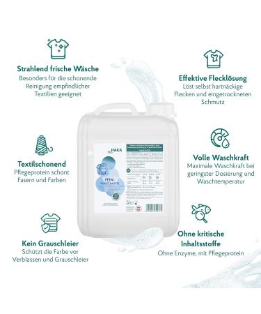 HAKA Delicate Liquid Detergent for Silk & Colored Items | 166 Washes in 5L Canister - Ideal for Delicates - Buy Online on GoSupps.com