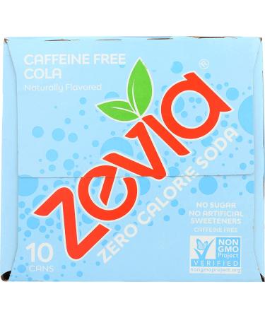 Zevia Caffeine Free Cola 10 Pack - 12 Fl Oz Cans | Sugar-Free & Naturally Sweetened - Buy Online on GoSupps.com