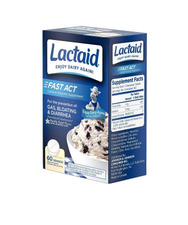LACTAID Fast Act Chewables Vanilla Twist 60 ea - Pack of 3 | Digestive Support for Lactose Intolerance - Buy Online on GoSupps.com