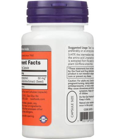 Now Foods 5-HTP 50 mg - 30 Vegan Capsules for Mood Support & Relaxation - Buy Online on GoSupps.com
