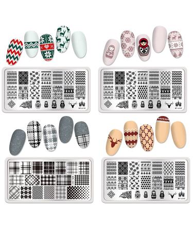 8Pcs Nail Stamping Plates Set - Flowers, Leaves, Lace Stamp Templates Kit for DIY Nail Art - Manicuring Printing Tools - Buy Online on GoSupps.com