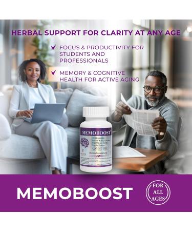 MEMOBOOST Memory Supplement - Natural Brain & Clarity 120 Capsules jar 120 - Buy Online on GoSupps.com