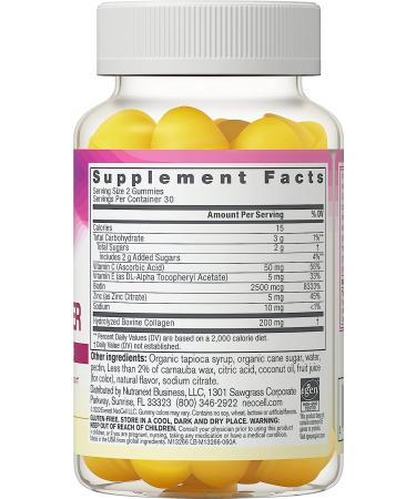 NeoCell Collagen + Vitamin C & Biotin Gummies - Hair, Skin & Nails Support | Collagen Type 1 & 3 | Lemon Flavor - 60 Count - Buy Online on GoSupps.com