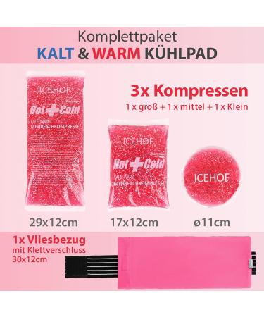 IceHOF Cooling Pads (3x) - Fleece Shell Soft & Long-Lasting Relief | Pink Gel Cooling Compress & Bags - Buy Online on GoSupps.com