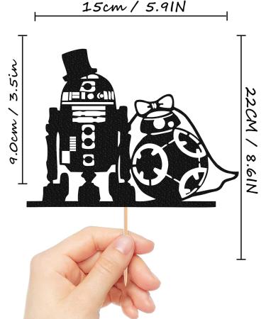 MYAMPED R2D2 BB8 Cake Topper - Glitter Black R2D2 BB8 Robot Wedding Cake Topper Decorations Suitable for Halloween Wedding Engagement or Wedding Anniversary - Buy Online on GoSupps.com
