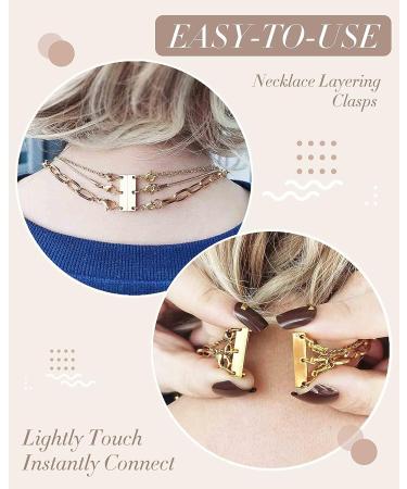 OHINGLT Layered Necklace Clasp - 18K Gold and Silver Separator for Women - Triple Gold - Multiple Clasps for Layering - Buy Online on GoSupps.com
