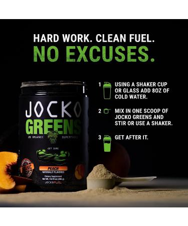 Jocko Fuel Greens Powder (Peach Flavor) - Greens & Superfood Powder for Healthy Green Juice - Keto Friendly with Spirulina  Chlorella  Digestive Enzymes  & Probiotics - 30 Servings - Buy Online on GoSupps.com
