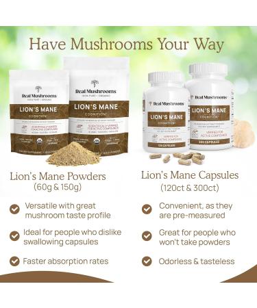 Real Mushrooms Vitamin D2 Zinc Chaga Reishi (120ct) and Lion's Mane (120ct) Bundle - Immunity and Cognitive Support Chelated Zinc for Improved Absorption - Vegan Gluten Free Non-GMO - Buy Online on GoSupps.com