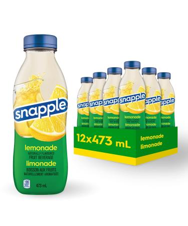 Snapple Naturally Flavoured Fruit Beverage Lemonade 473mL 12-Count Lemonade 1 Count (Pack of 12)